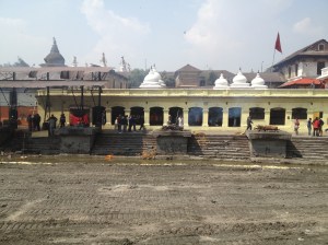 The cremation ghats of Pashupatinath on the Bagmati River, Kathmandu, Nepal