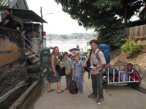 Crossing the river between Laos and Thailand