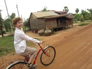 Coco riding to Kampot