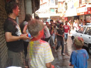 Watching the Holi mayhem from the sidelines, Kathmandu