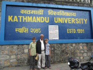 B.P. Shresta and the boys at Kathmandu U, Dhulikhel, Nepal