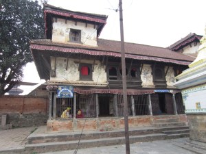 Fortune telling (bottom left) in Hindu temple, Panauti