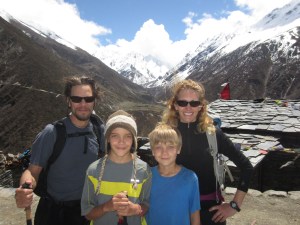 Posing for the group photo, Mu Gompa